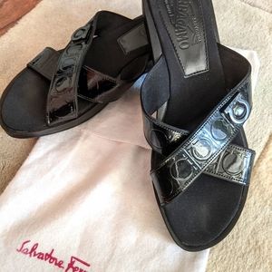 Salvatore Ferragamo black sliders